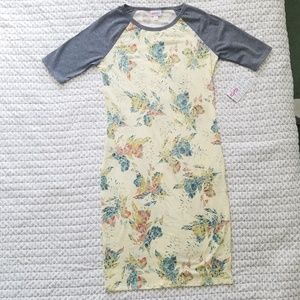Lularoe Julia Small UNICORN Yellow Grey Spring